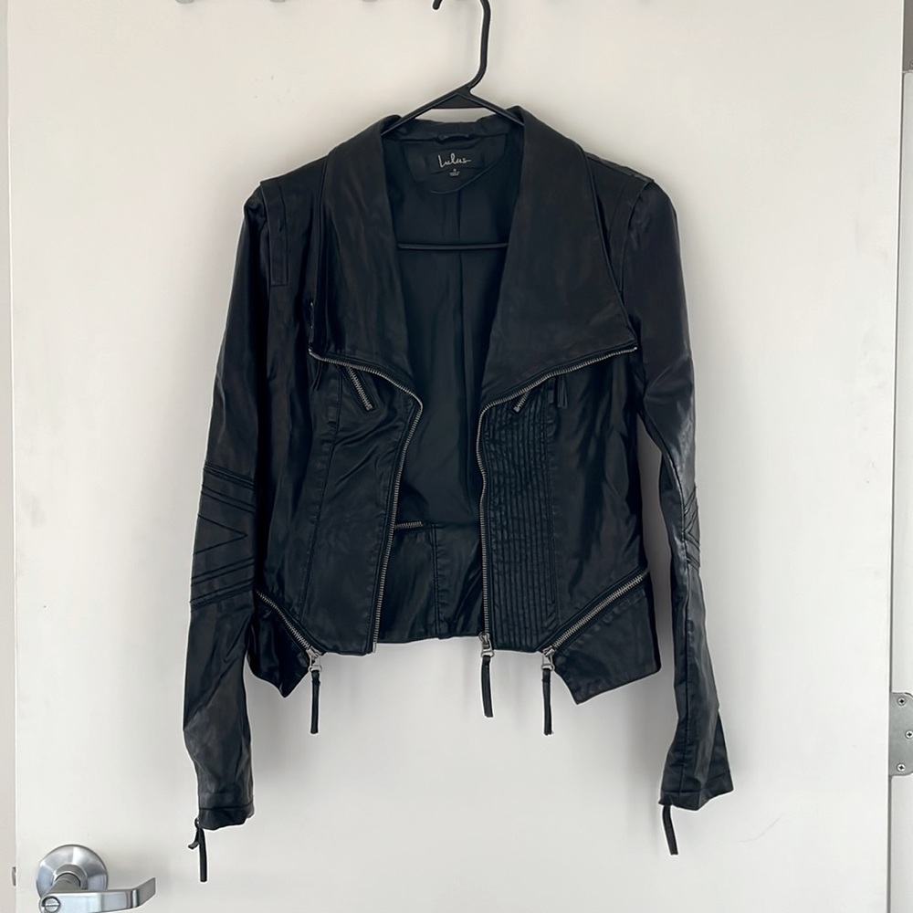 Black Vegan Leather Jacket -size S- Lulus